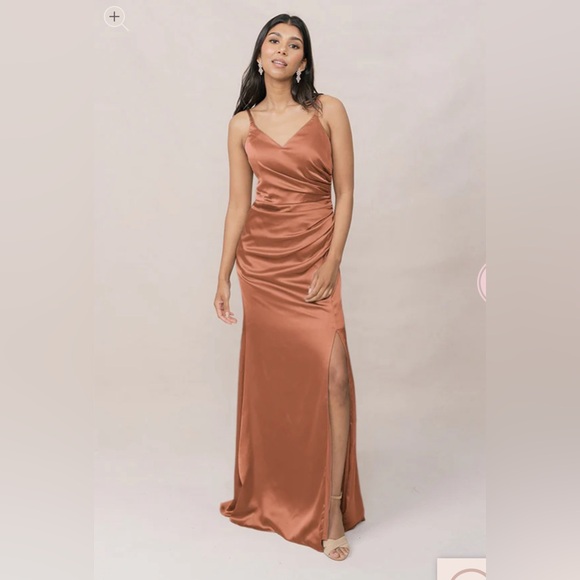 Revelry Dresses & Skirts - Revelry Copper Satin Maxi Dress